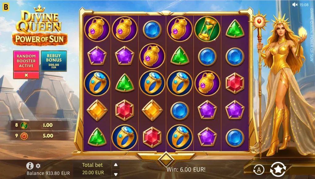 Divine Queen: Power of Sun Review - RTP and Cell Multipliers preview 2