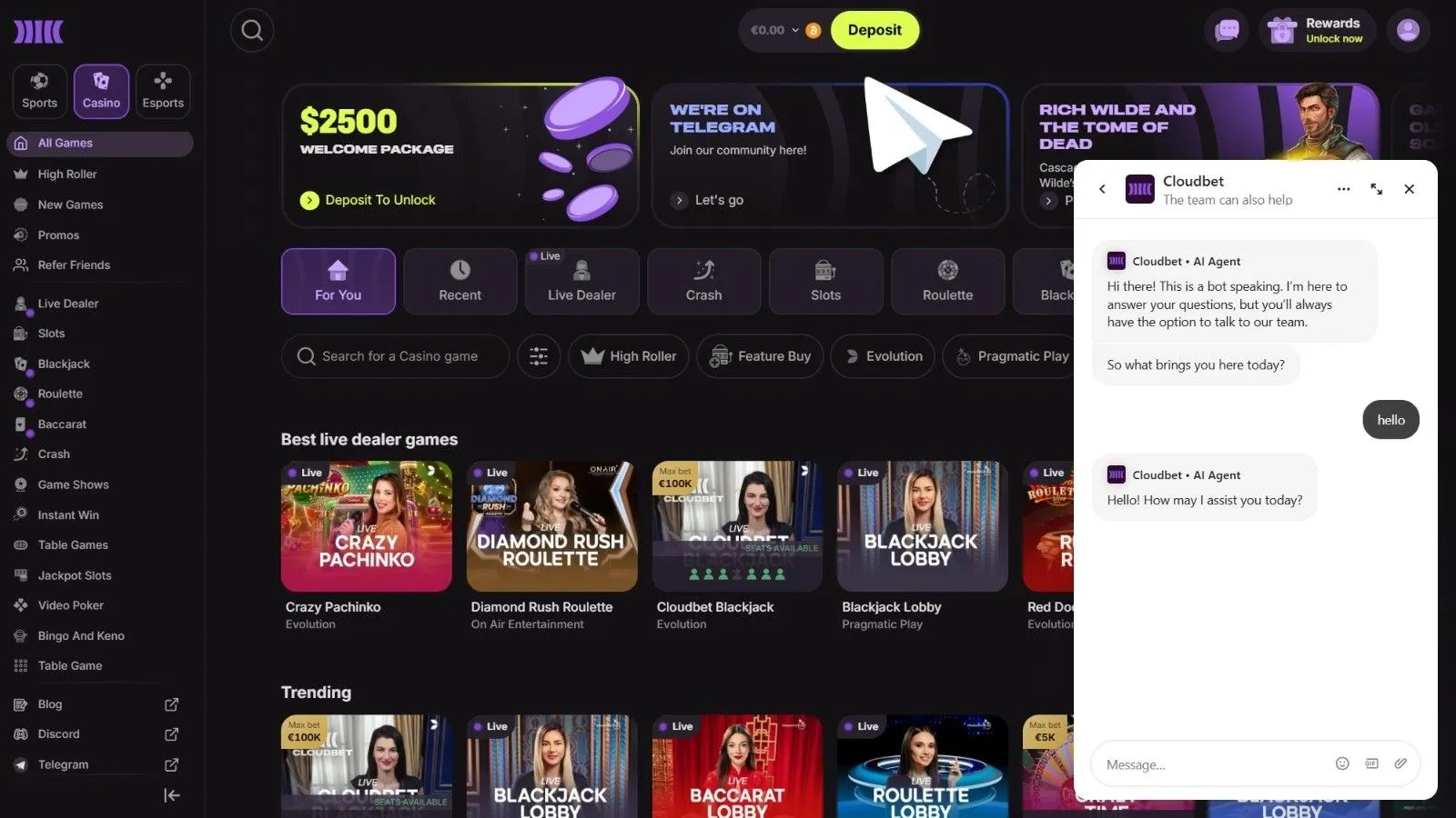 Cloudbet Casino Обзор 2026 preview 9