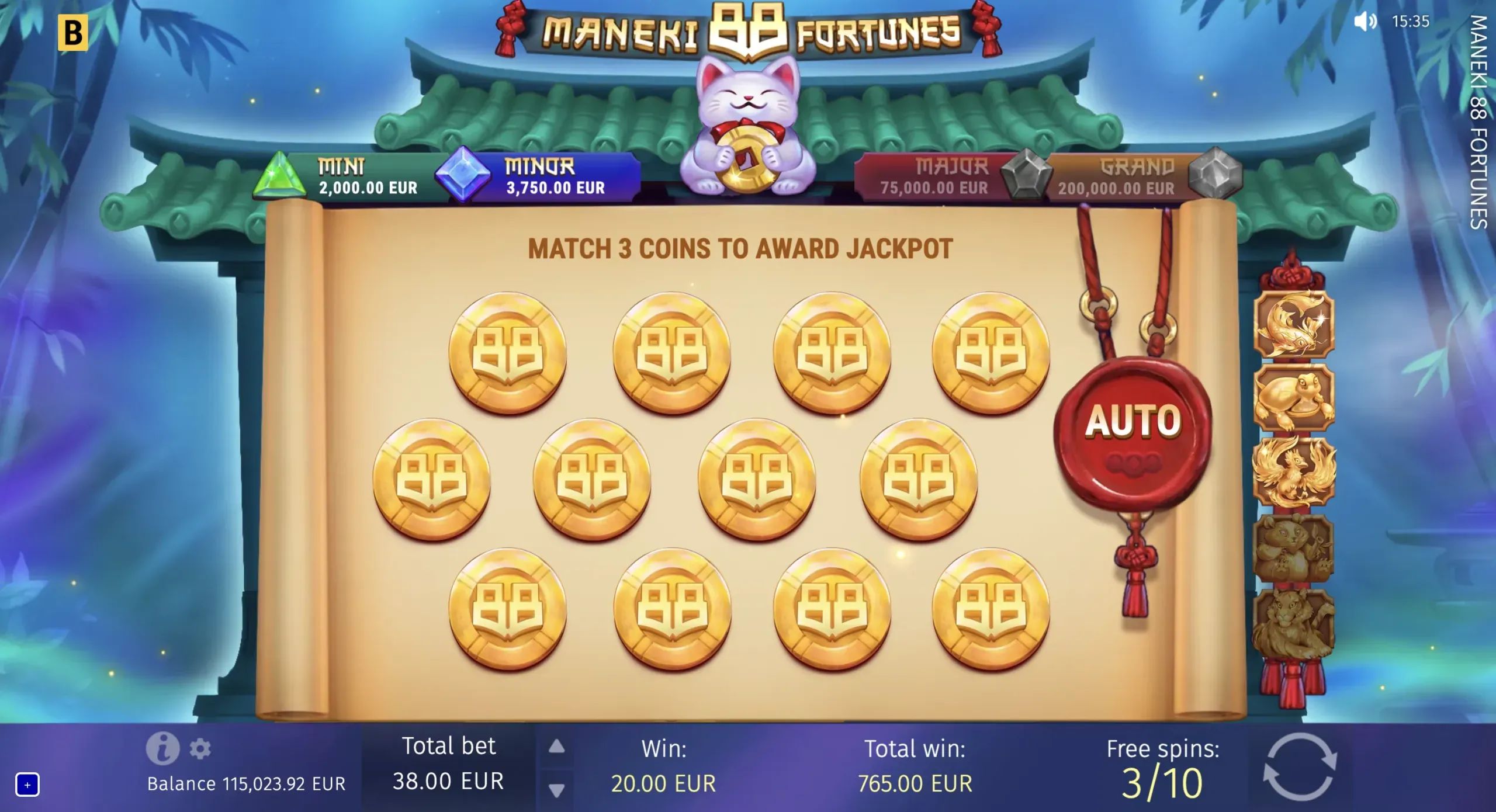 Maneki 88 Fortunes Review - RTP, Golden Symbols and Coins preview 3