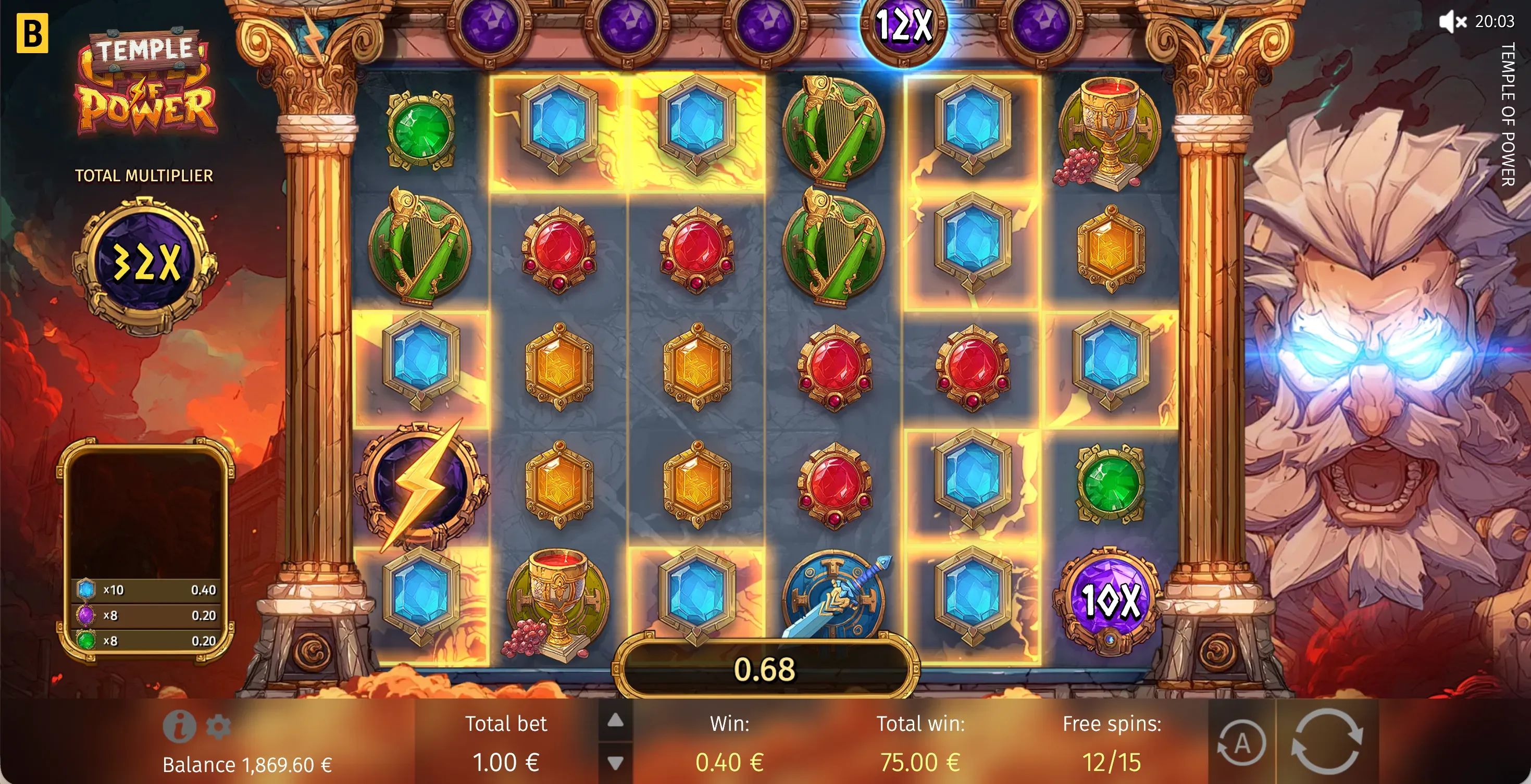 Temple of Power Review - RTP, Bolts and Multipliers preview 3