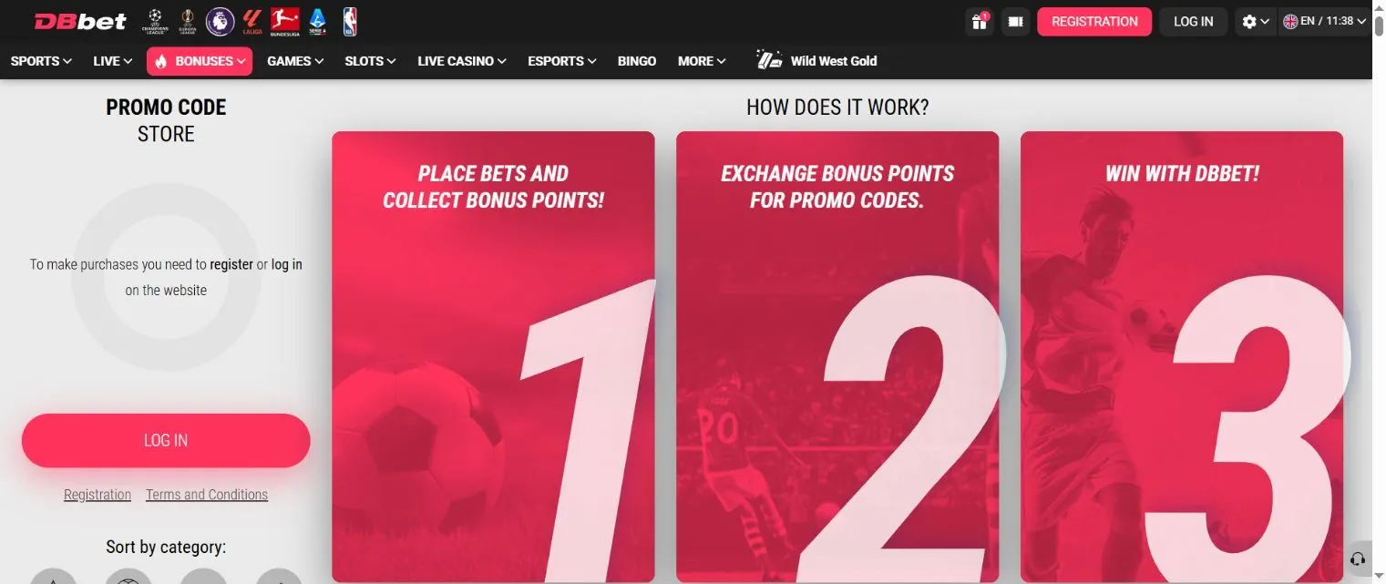 DBbet Promo store in English