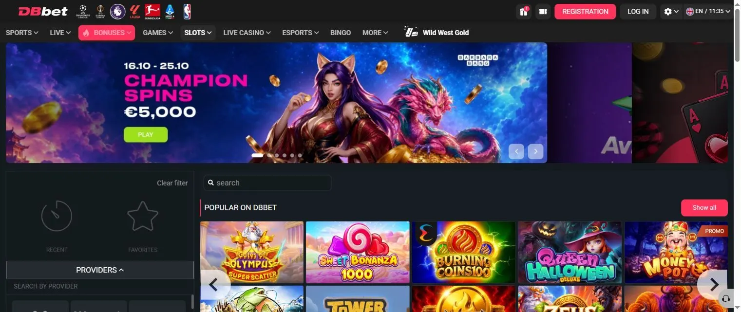 DBbet English slots catalogue